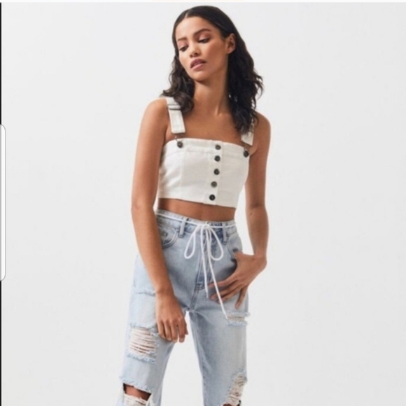 Kendall & Kylie Tops - Kendall and Kylie White Overall Crop Bustier Top
